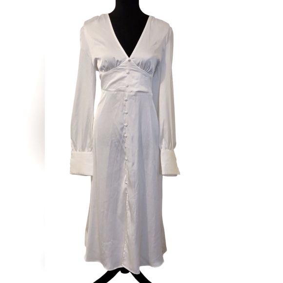 Cider Satin Faux Button Down Slip Maxi Dress - Picture 2 of 13